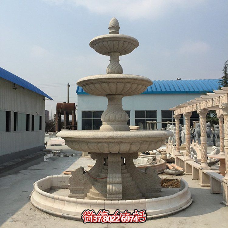 精美花崗巖石雕景觀噴泉，大型層流水花大理石雕塑