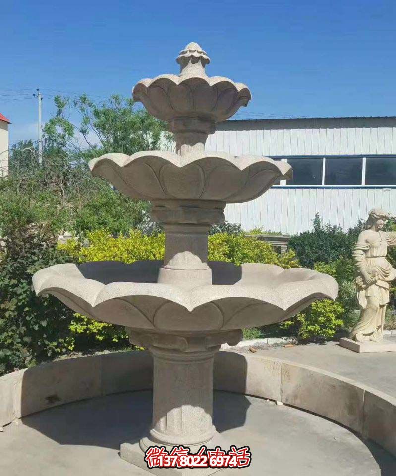 多層噴泉雕塑，裝點(diǎn)工廠區(qū)