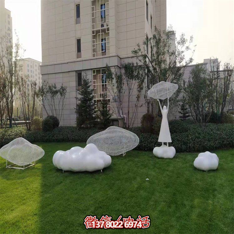 不銹鋼創(chuàng)意鏤空戶外園林祥云雕塑——美景美事，祈愿福氣