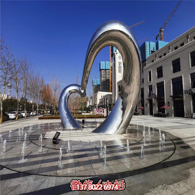 不銹鋼圓形雕塑精致工藝，拋光鏡面，抽象藝術