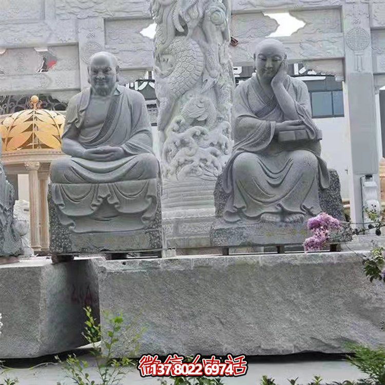 大型戶外石雕佛像雕塑，裝點(diǎn)美麗的寺院園林