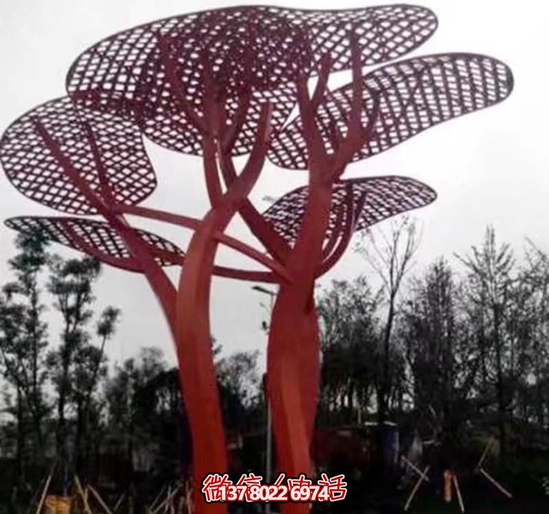 兒童安全游樂園，不銹鋼網(wǎng)格樹雕塑裝置