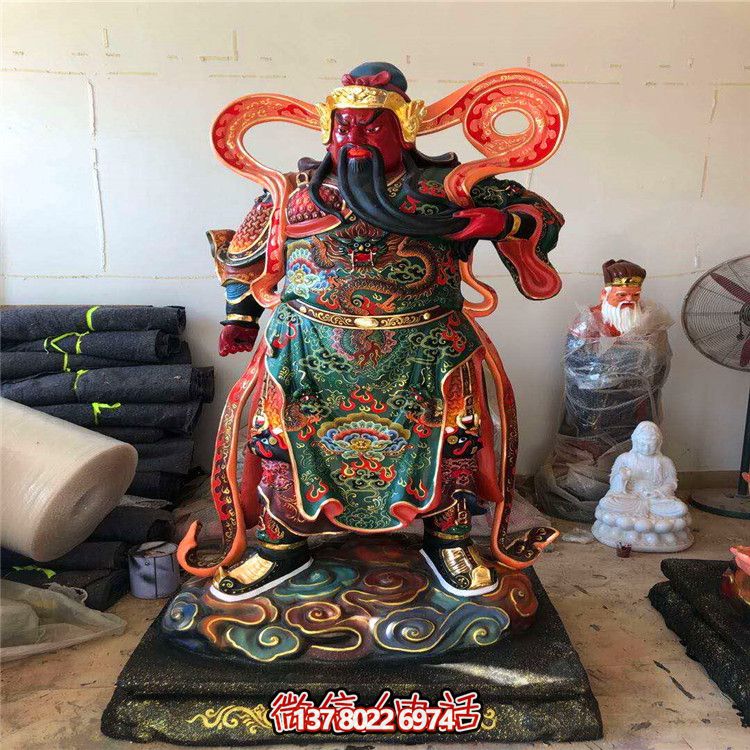 室內(nèi)裝飾玻璃鋼彩繪坐關公雕塑