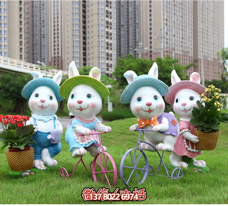 可愛(ài)兔子雕塑，為您的草坪添彩