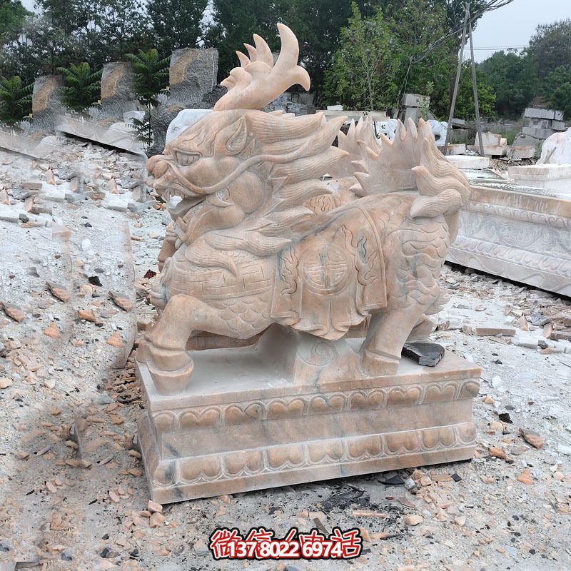 傳承古老文化，精美大理石麒麟雕塑
