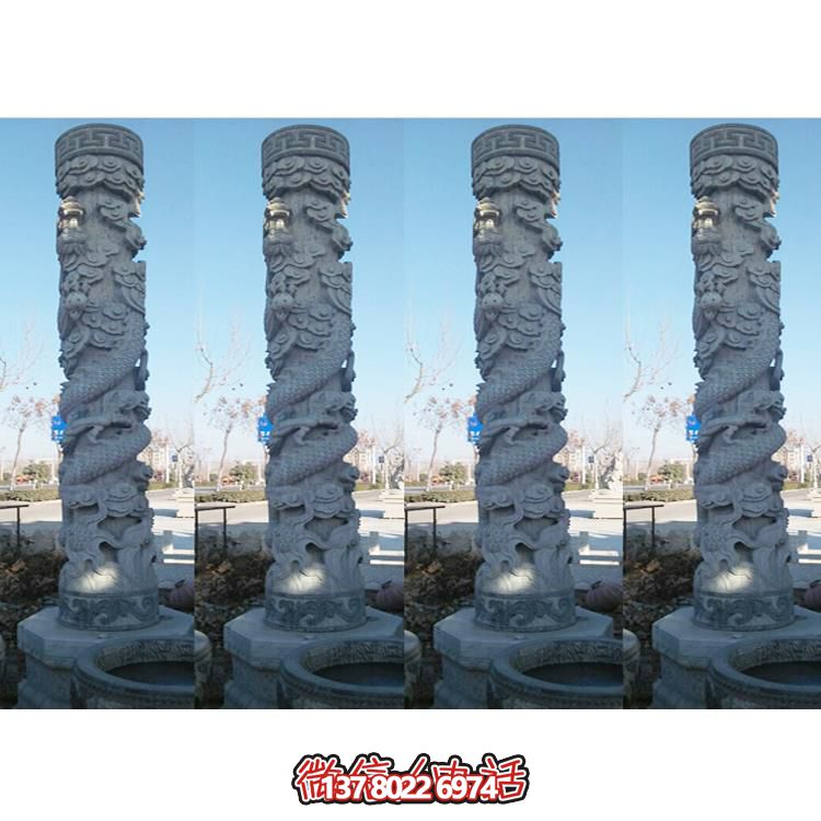 盤(pán)龍大型戶(hù)外景觀浮雕龍柱雕塑