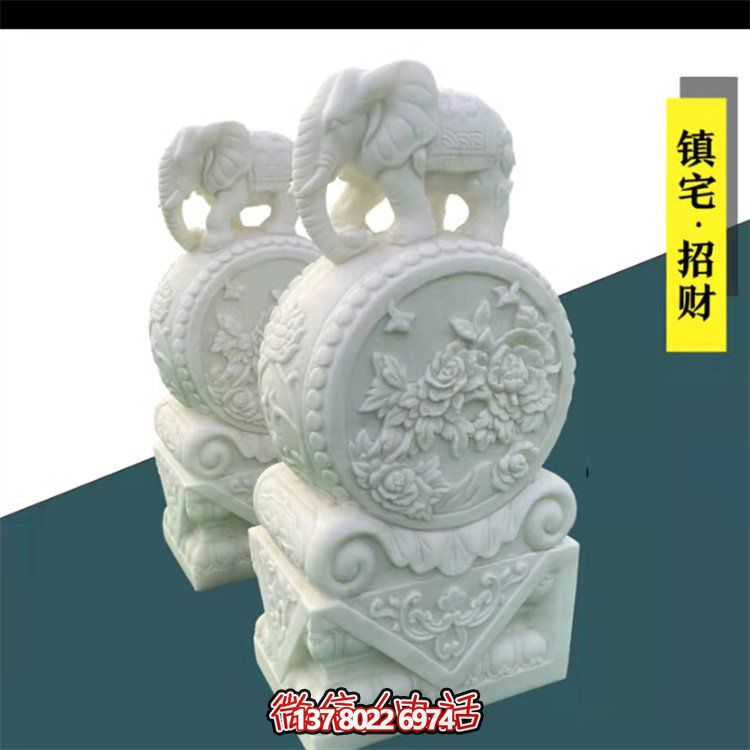 給庭院增添經(jīng)典氣息，漢白玉石抱鼓門墩裝飾