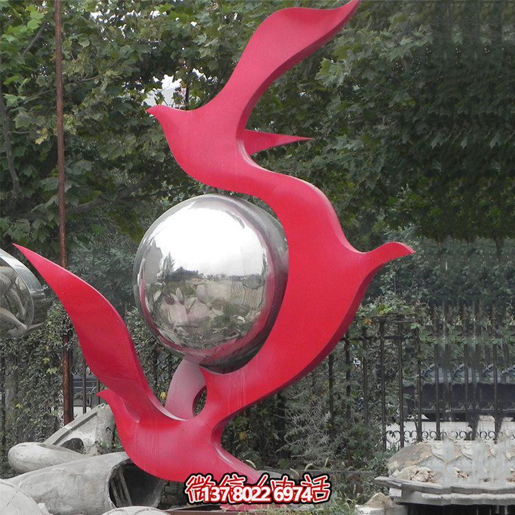 不銹鋼抽象鴿子雕塑，為您的園林景觀增添高雅氣息