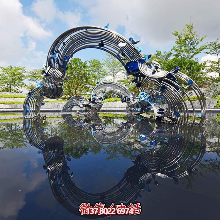 高端不銹鋼創(chuàng)意鏤空異形雕塑城市園林水景觀裝置
