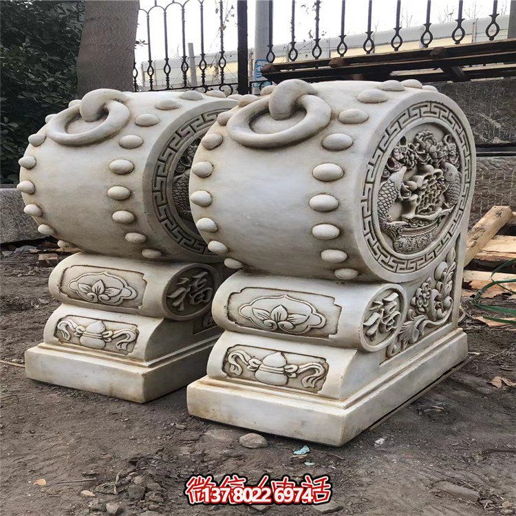 精美大理石石雕抱鼓雕塑，讓庭院門口煥然一新