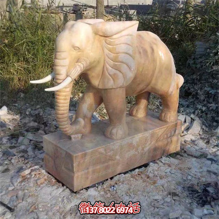 自然石材雕塑，吉祥大象守護(hù)家門(mén)