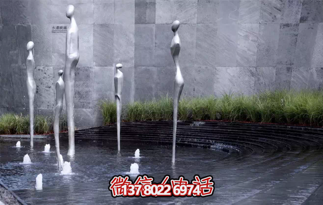 不銹鋼抽象噴泉雕塑，景觀創(chuàng)意裝置