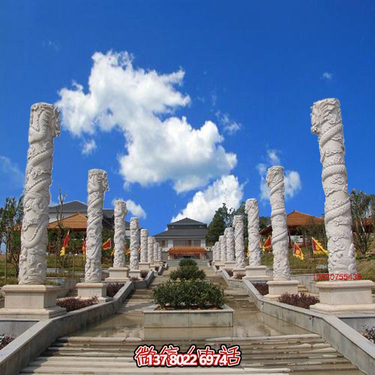 漢白玉龍柱石雕，傳承中華園林文化精髓