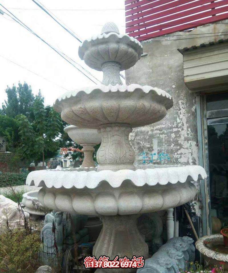 精美多層石雕景觀噴泉，打造完美公園