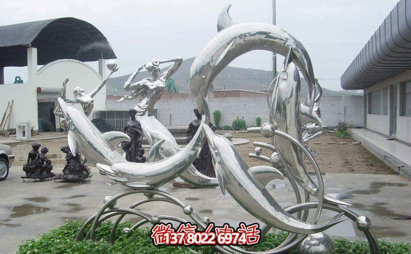 一群活躍海豚，為游樂園帶來更多樂趣——不銹鋼海豚雕塑