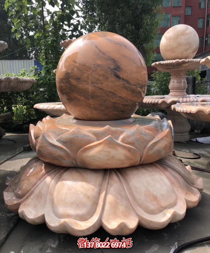 萬(wàn)象景觀石雕——融合晚霞紅、蓮花風(fēng)水球、雕塑別墅，讓您的景觀更加美麗
