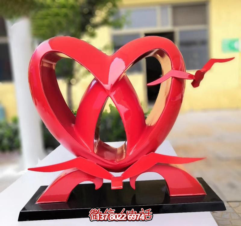 不銹鋼愛心雕塑，裝飾公園擺件