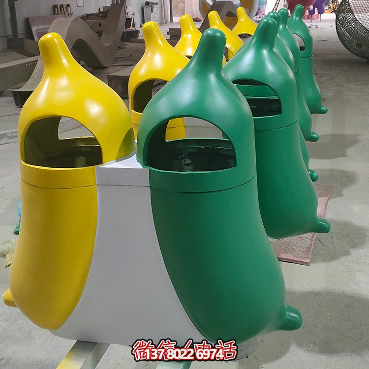 創(chuàng)意玻璃鋼垃圾桶，家庭園林裝飾擺件