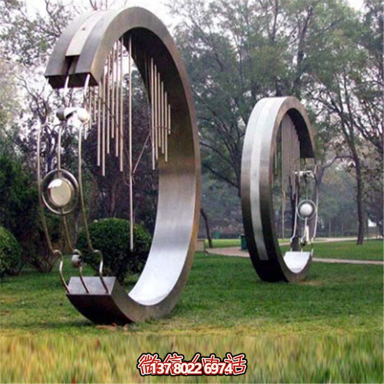 不銹鋼圓環(huán)創(chuàng)意雕塑，點亮園林景觀裝飾