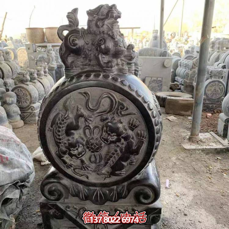 仿古青石石雕抱鼓雕塑，裝點(diǎn)庭院門口