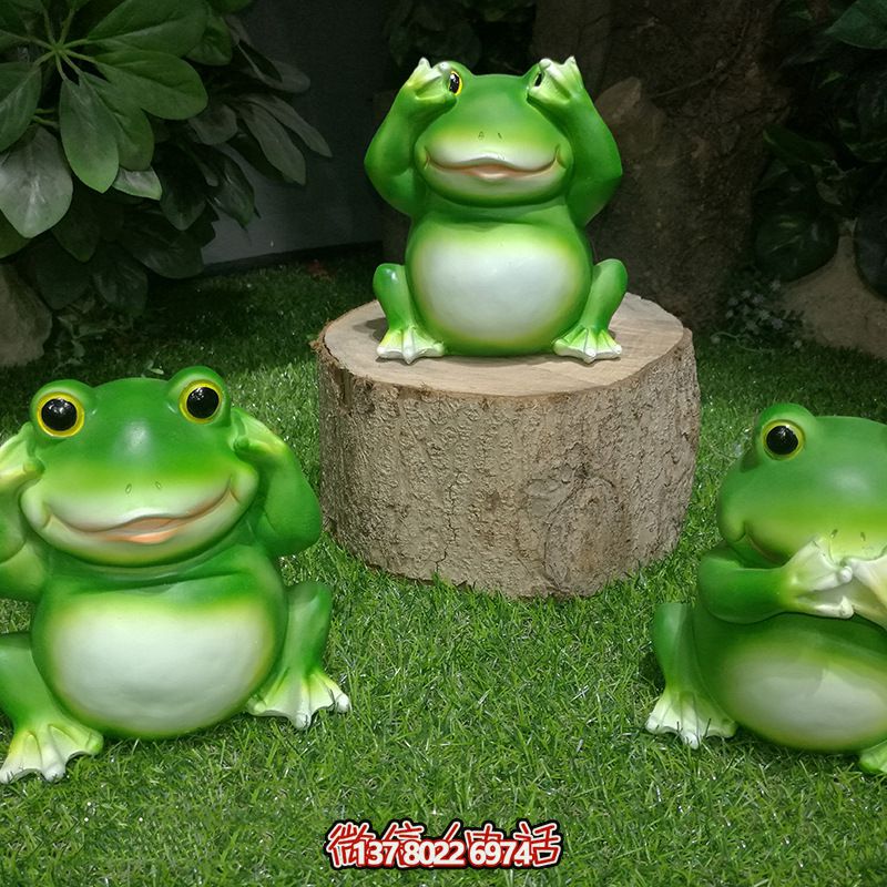 海邊玻璃鋼青蛙雕塑，個性十足