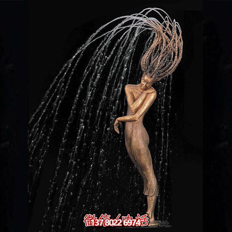 鑄銅人物噴泉裝飾，創(chuàng)意雕塑，酒店裝飾的新寵