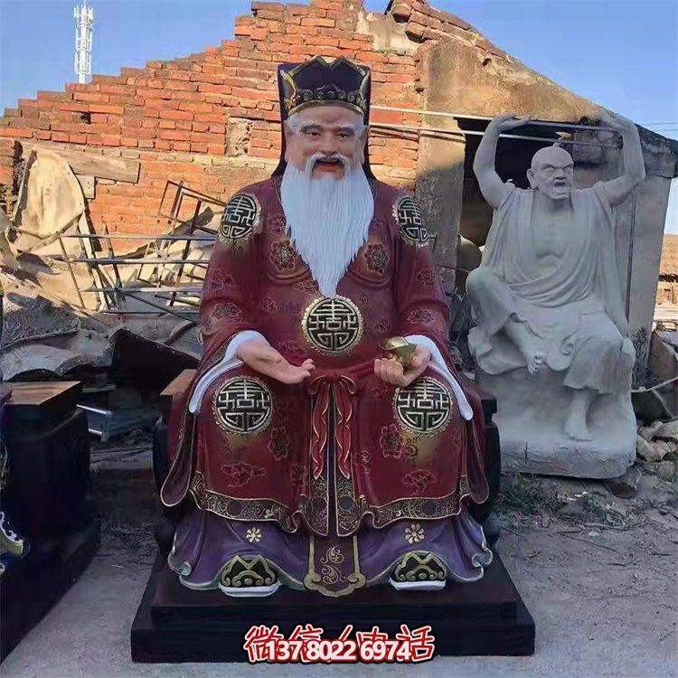 玻璃鋼彩繪財(cái)神雕塑，為景區(qū)寺廟供奉