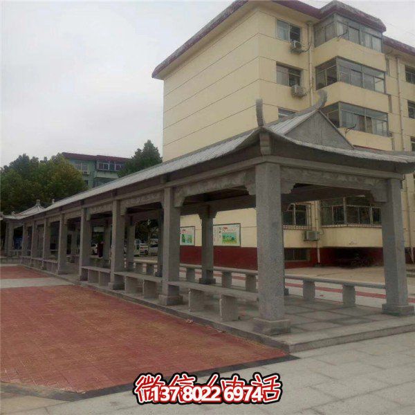 仿古建筑石雕長(zhǎng)廊亭子，打造文化小區(qū)廣場(chǎng)雕塑