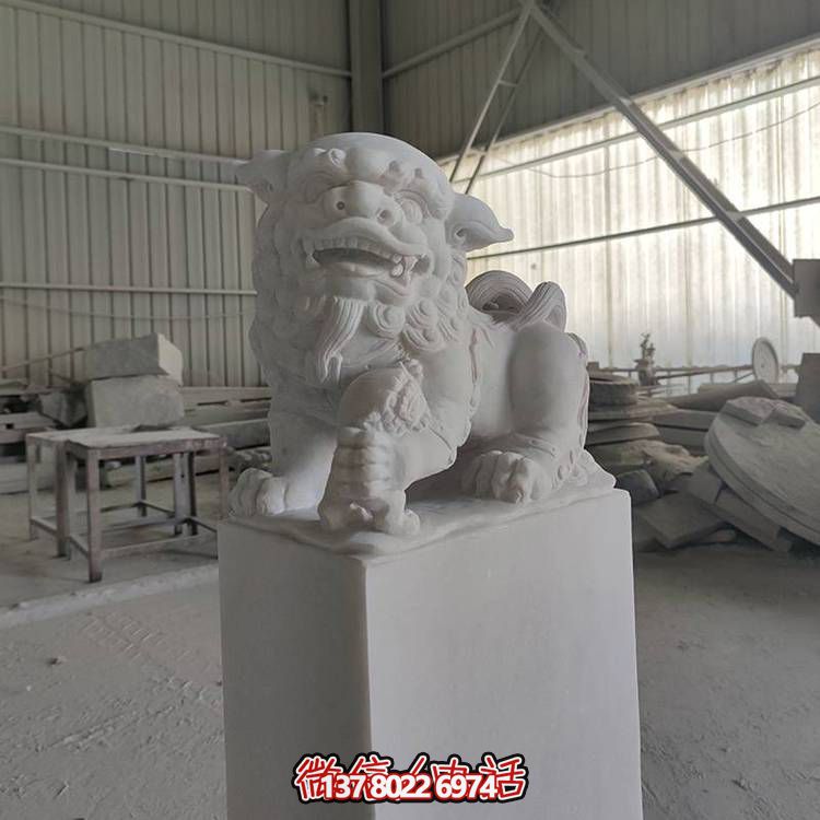 精美大理石石雕石獅子擺件，裝點庭院門口