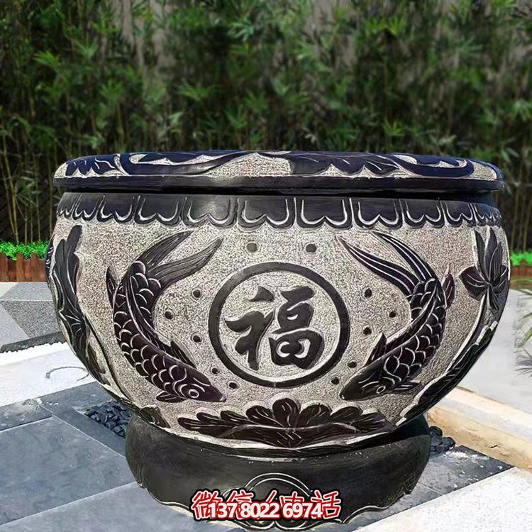 精美青石石雕缸，打造現(xiàn)代園林景觀