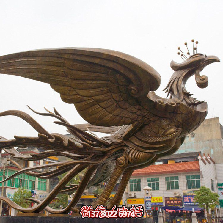 大型鳳凰銅雕擺件，增添廣場(chǎng)氣派