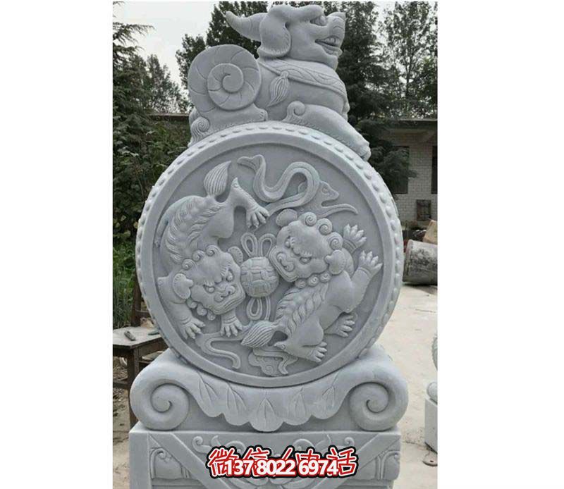 精美大理石抱鼓石雕塑，點綴園林景觀