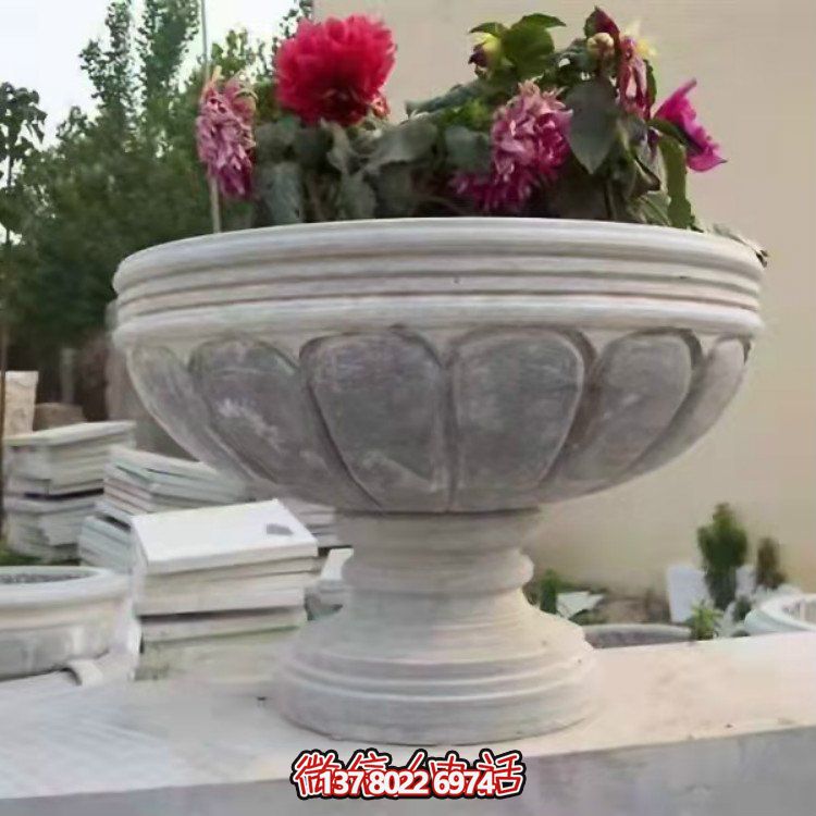 精美大理石石雕花缽，讓您的別墅、小區(qū)、戶外更加美觀
