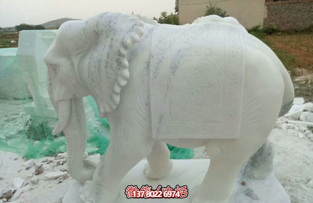 經(jīng)典漢白玉大象雕塑，戶外空間創(chuàng)意裝飾