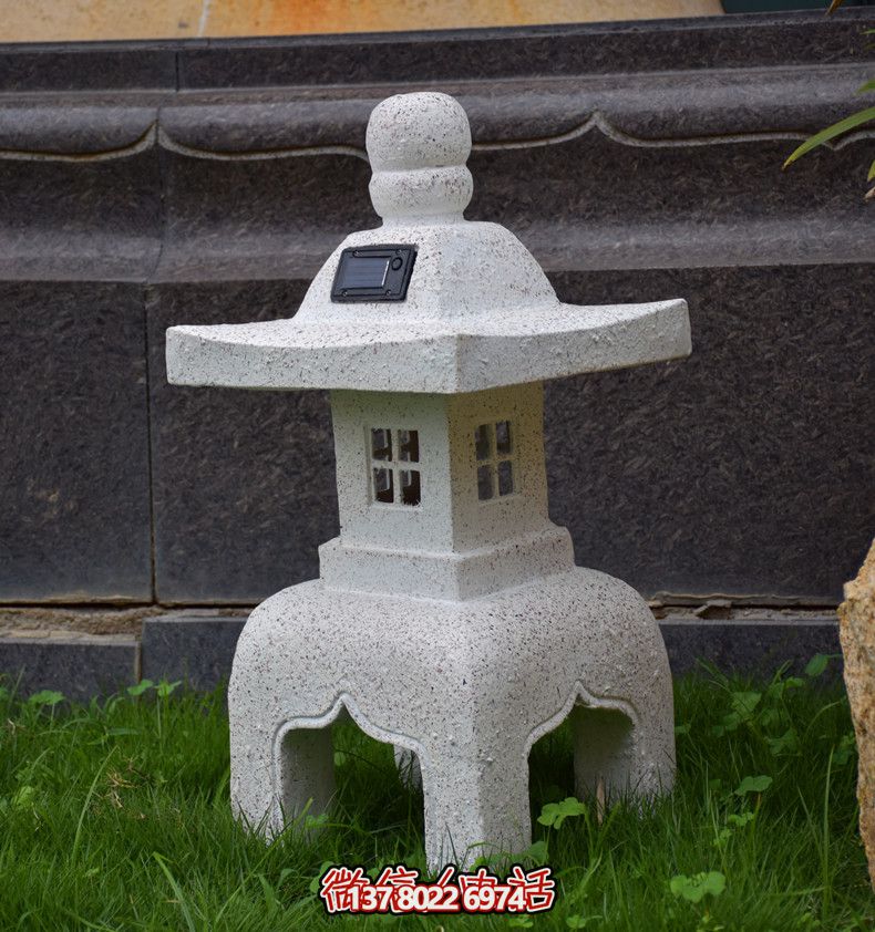 太陽(yáng)能石燈，復(fù)古中式裝飾戶外景觀燈