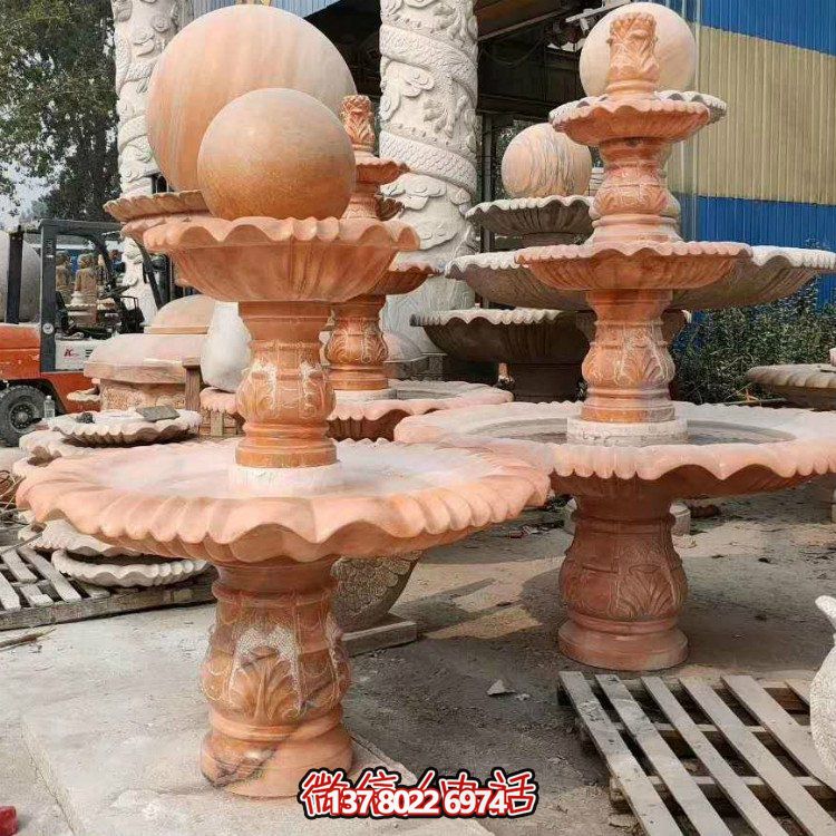 紅晚霞中式二層風(fēng)水球，讓你的庭院擺放流水轉(zhuǎn)運(yùn)風(fēng)水