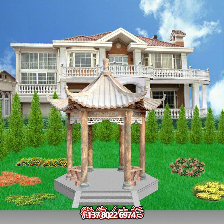 中式風格涼亭，寧靜休息，美景欣賞