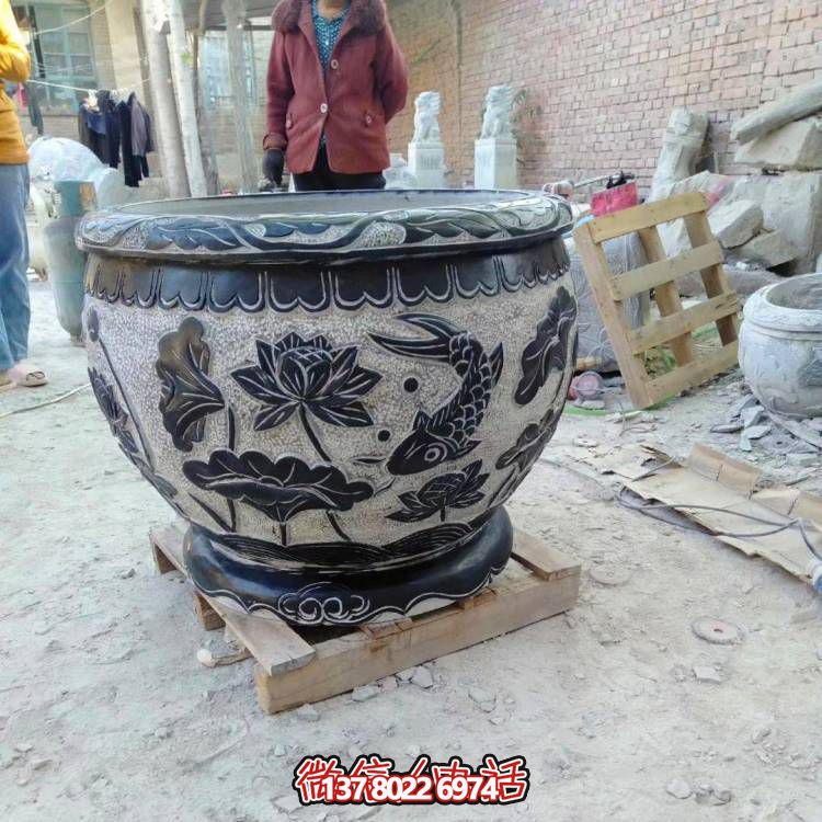 天然石頭缸，仿古雕刻，裝點家園