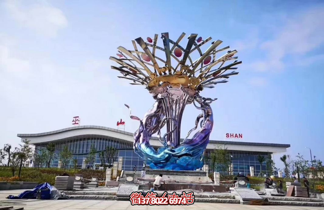 玻璃鋼美人魚雕塑，給廣場帶來彩繪跳舞美景