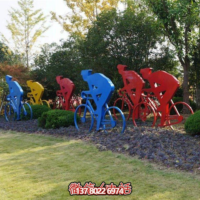 不銹鋼剪影賽車擺件，點綴公園草坪