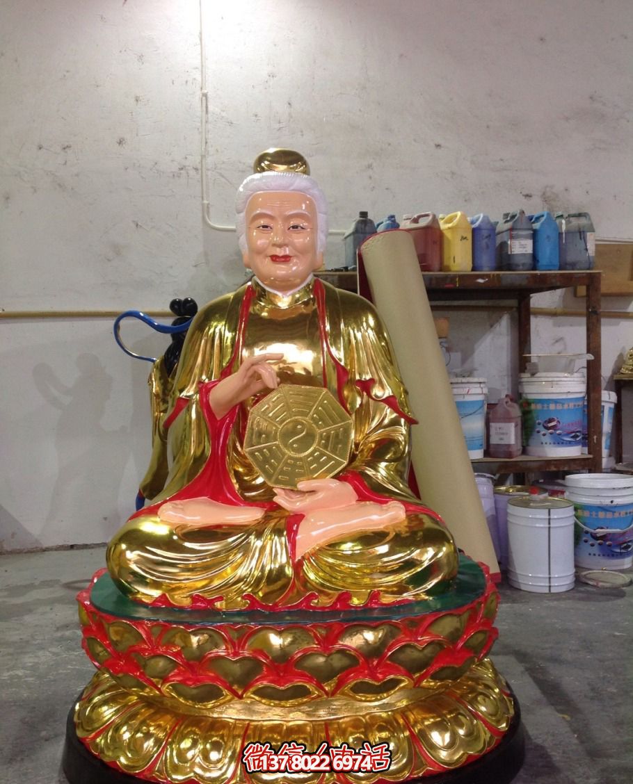 不銹鋼太極老母雕塑?chē)娊鹂酒岽笮途坝^(guān)寺廟裝飾