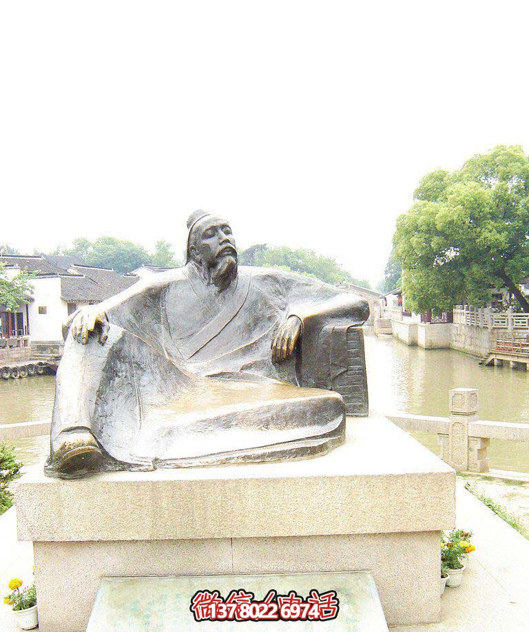 公園古代詩人坐姿人物玻璃鋼仿銅雕塑 公園古代詩人坐姿人物玻璃鋼仿銅雕塑