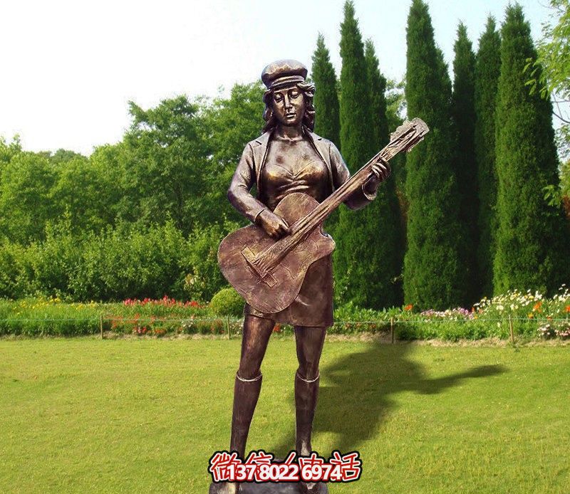 室外廣場(chǎng)彈吉他人物銅雕彈雕塑