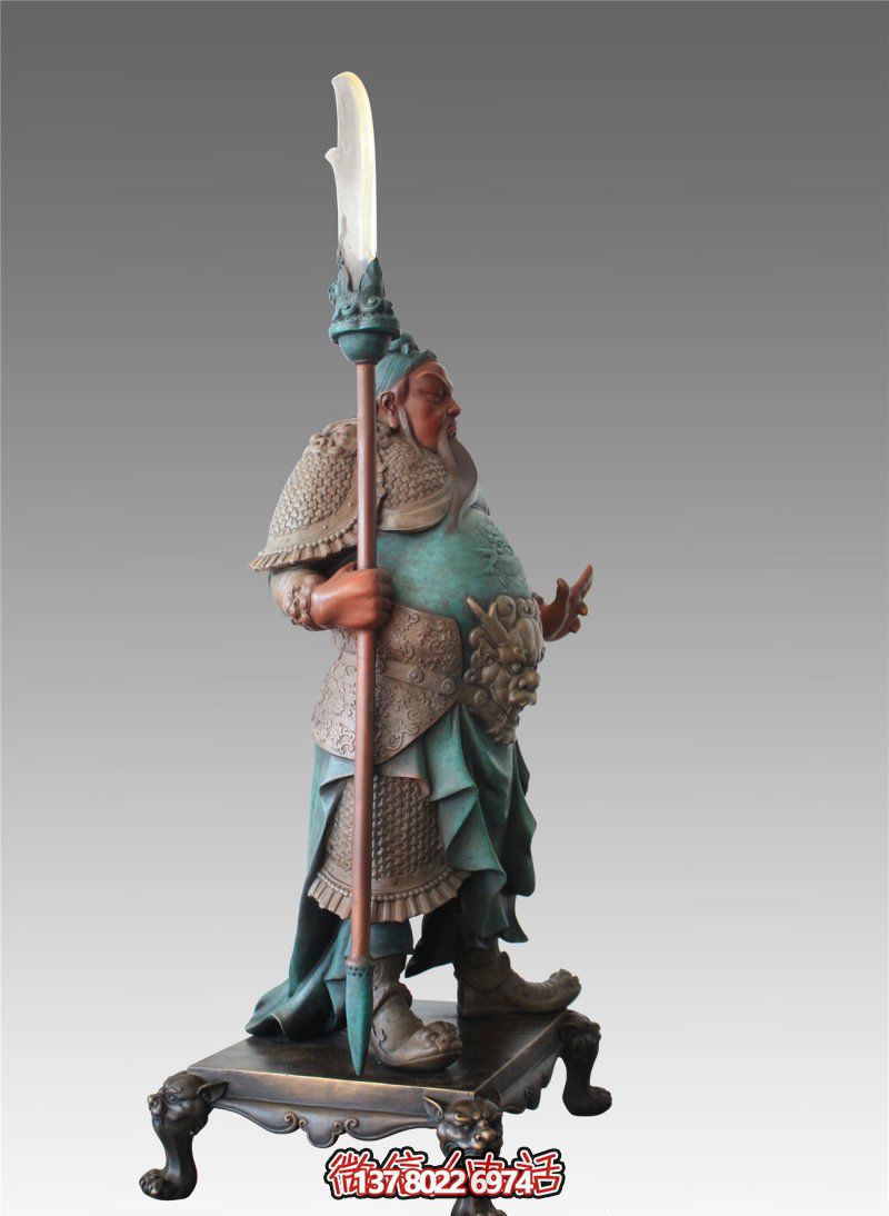 室內別墅玻璃鋼彩繪創(chuàng)意關公雕塑