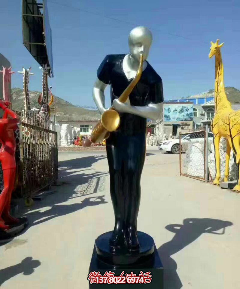 廣場不銹鋼吹薩克斯人物吹奏雕塑 廣場不銹鋼吹薩克斯人物吹奏雕塑
