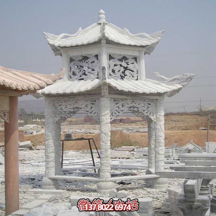 寺院戶外景觀大理石仿古雕刻龍紋涼亭雕塑 寺院戶外景觀大理石仿古雕刻龍紋涼亭雕塑