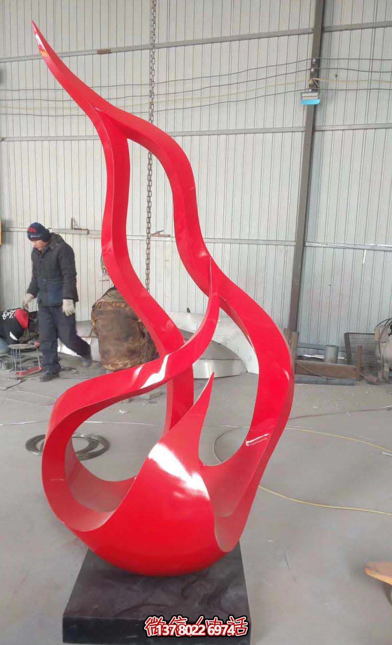 景區(qū)院內紅色火苗不銹鋼彩帶雕塑 景區(qū)院內紅色火苗不銹鋼彩帶雕塑