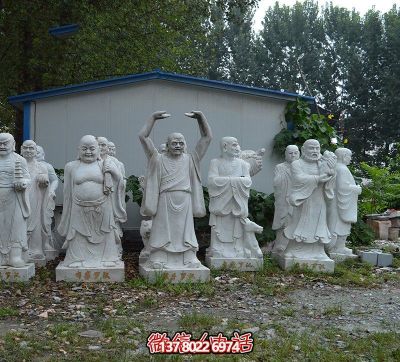 大理石石雕寺廟景觀十八羅漢雕塑 大理石石雕寺廟景觀十八羅漢雕塑