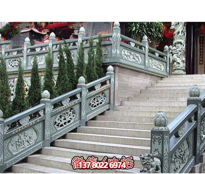 青石仿古寺院臺(tái)階扶手欄桿雕塑
