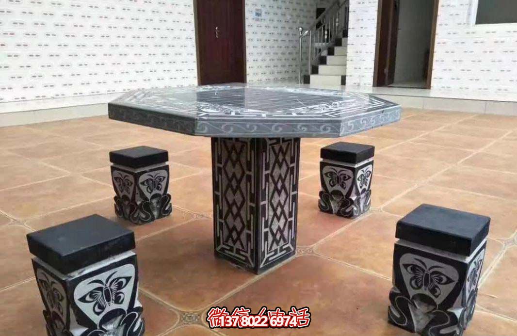 農(nóng)村庭院擺放多邊形仿古青石桌凳 農(nóng)村庭院擺放多邊形仿古青石桌凳
